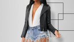 (Custom Product) Black Leather Jacket with Fringes