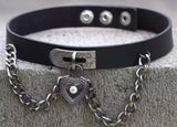 Dream Girl Leather Heart Lock Chokers