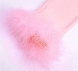 (Custom Product) Pink long sleeve fur belly top
