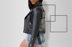 (Custom Product) Black Leather Jacket with Fringes