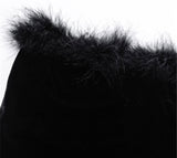 (Custom Product) Black sleeveless bodysuit with fur around neckline