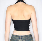 Black V Neck Sleeveless Backless Sexy Crop Tank Top