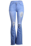 Blue High-Waisted Ripped Jeans