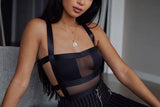 (Custom Product) Black Mesh Cut Out Body Suit