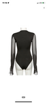 Flare Long Sleeve Mesh Black Body Suit Open Chest