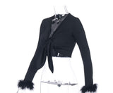 (Custom Product) Pink long sleeve fur belly top