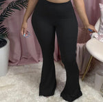 Black High Waist Flare Trousers