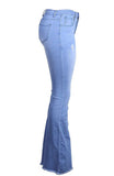 Blue High-Waisted Ripped Jeans