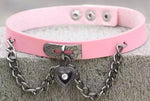 Dream Girl Leather Heart Lock Chokers