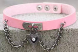 Dream Girl Leather Heart Lock Chokers